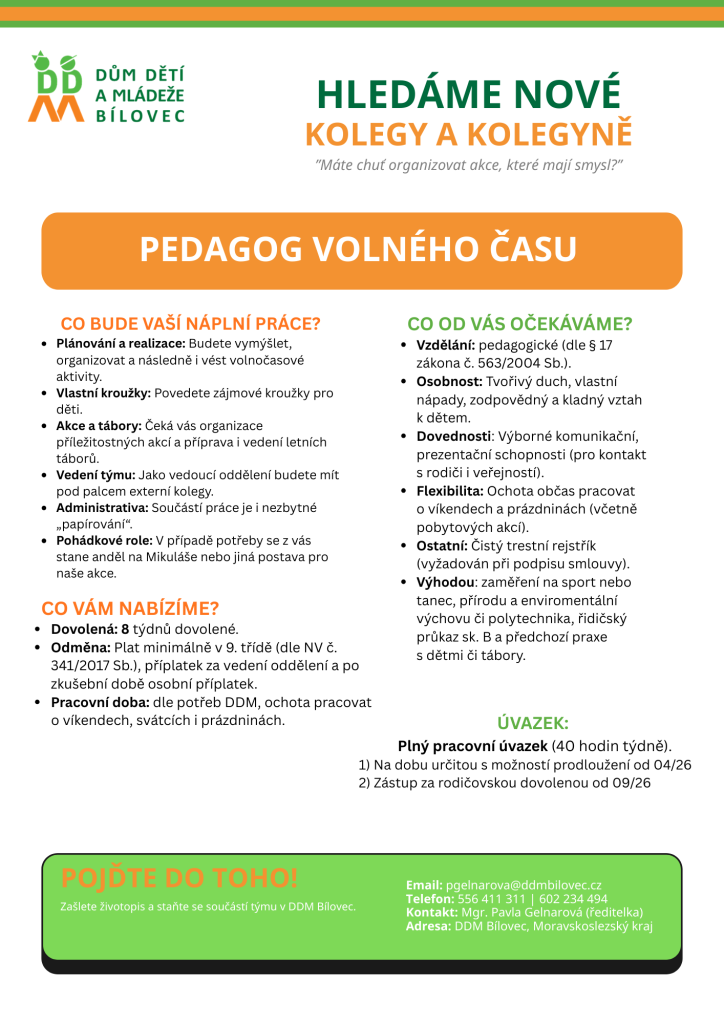 Hledáme posilu do našeho týmu