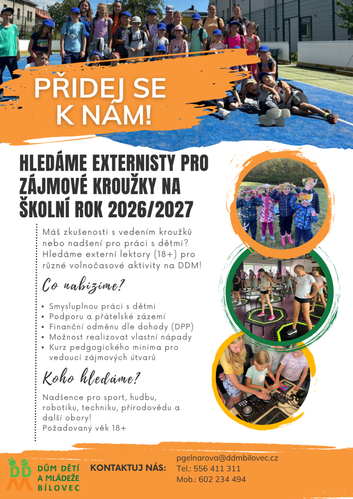 Hledáme nové externisty - vedoucí kroužků